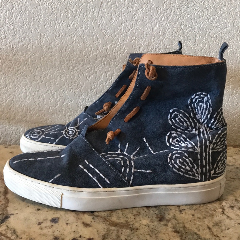 Free People Suede embroidered slip on sneakers